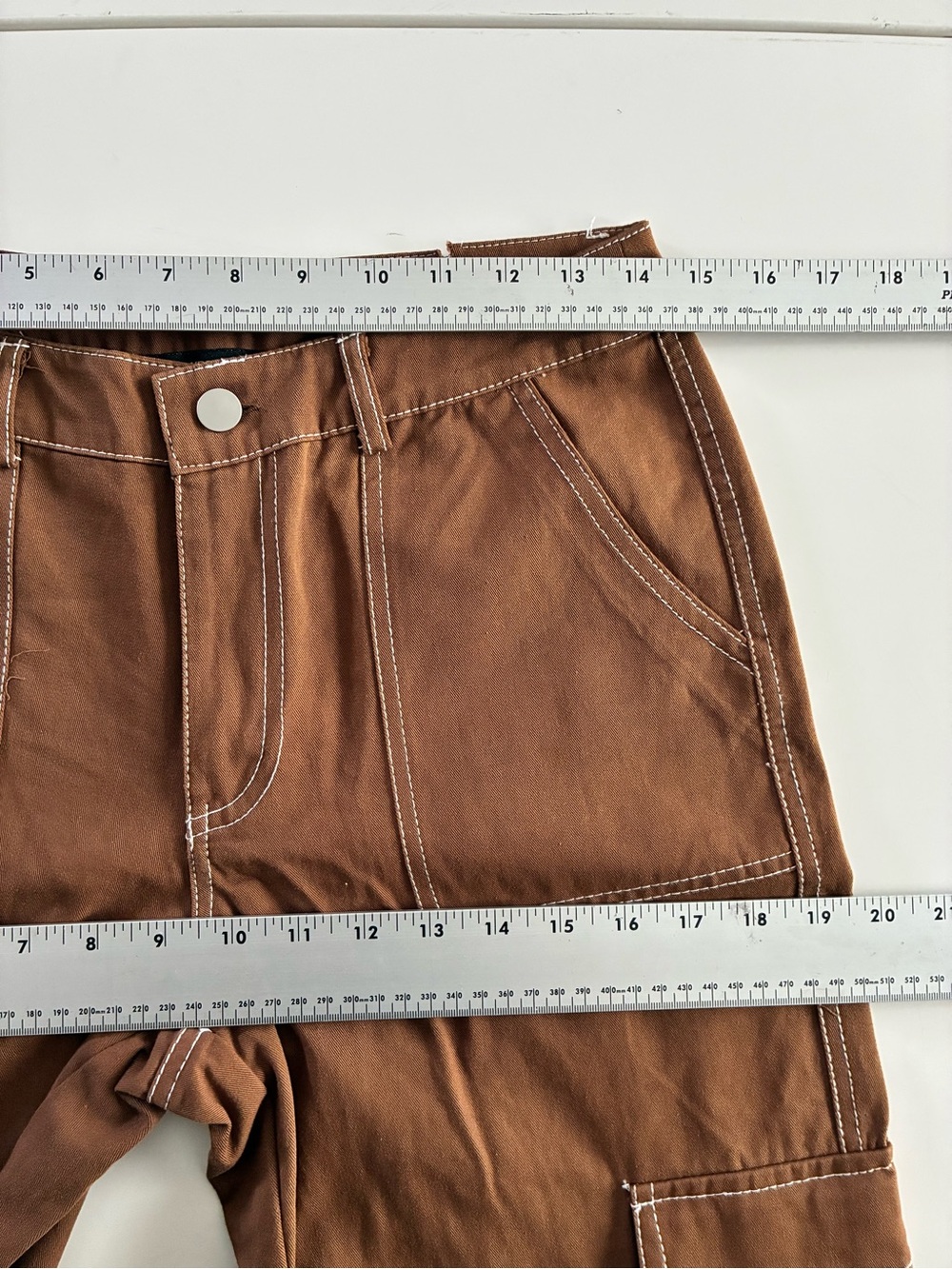 HERPERAS S CHOCOLATE BR 💯 COTTON STREETWEAR CARGO PANTS THICK STICKING ACCENTS - Picture 11 of 14